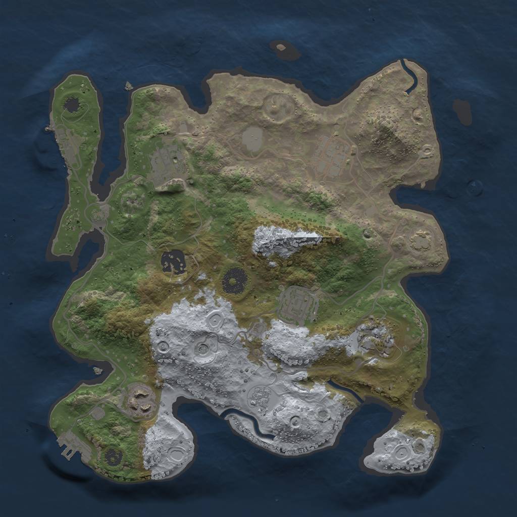 Rust Map: Procedural Map, Size: 3000, Seed: 624937721, 14 Monuments