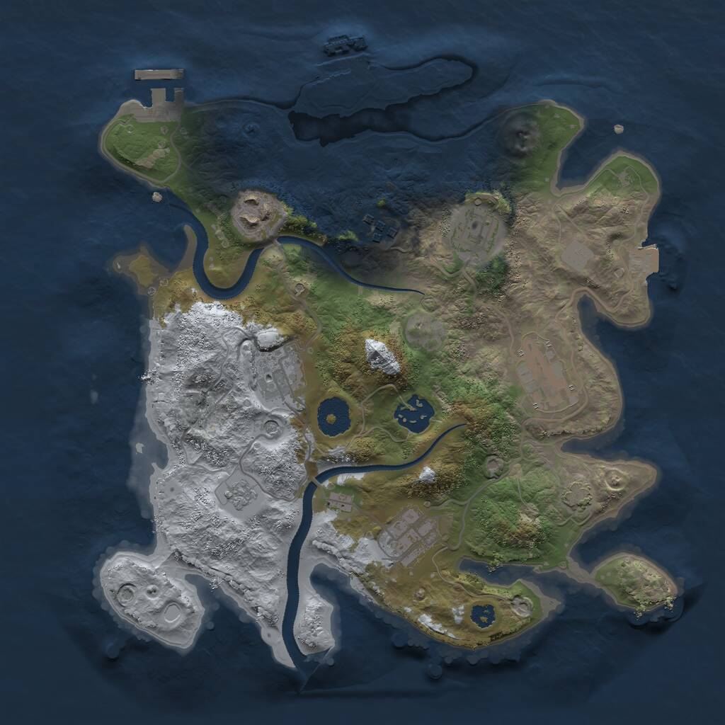 Rust Map: Procedural Map, Size: 3000, Seed: 1999376076, 13 Monuments