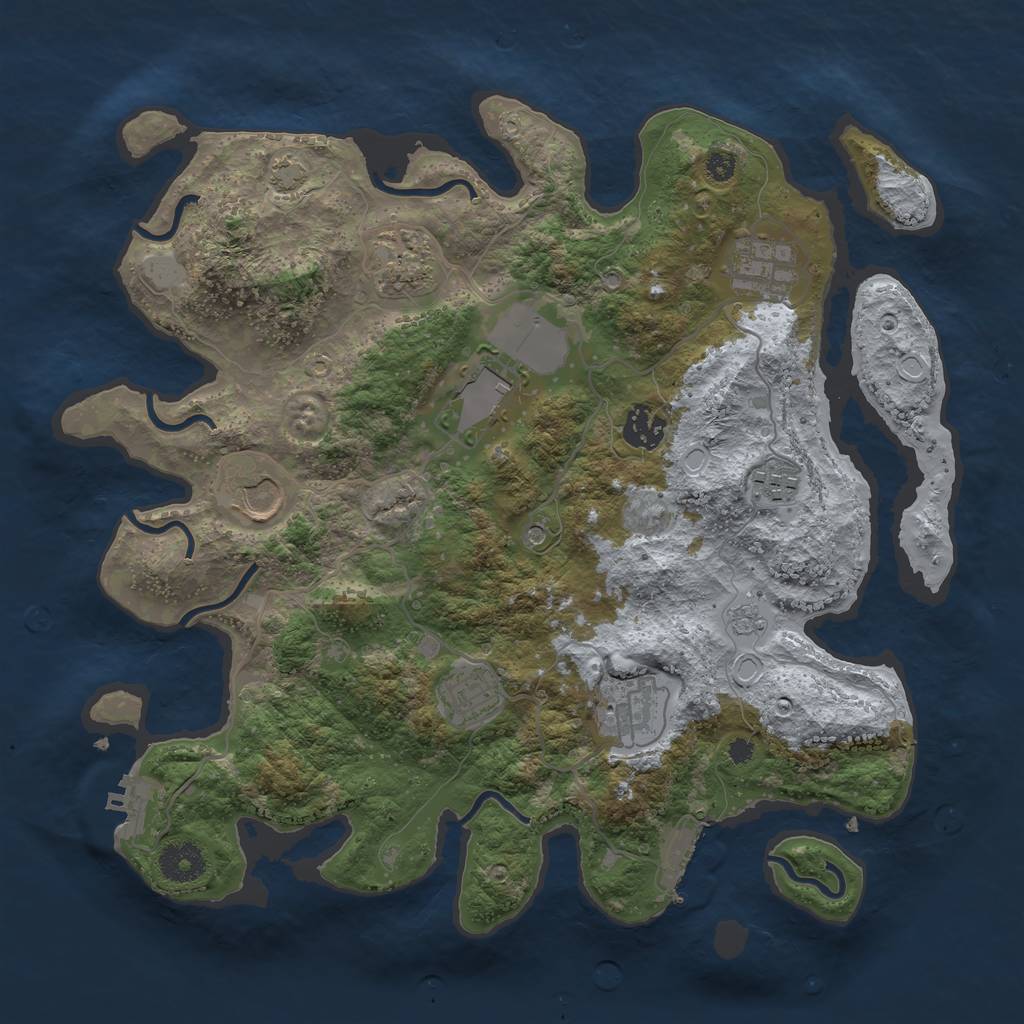Rust Map: Procedural Map, Size: 3550, Seed: 1246094939, 16 Monuments