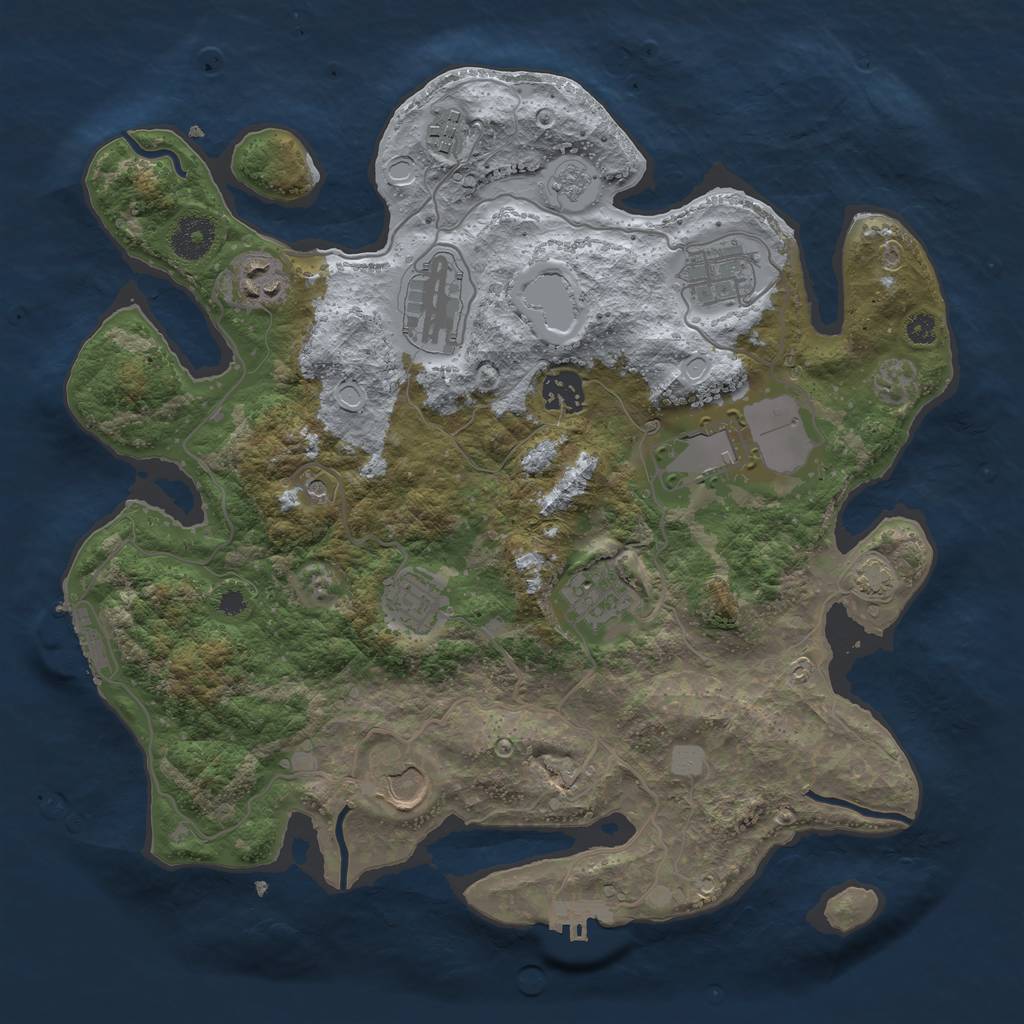 Rust Map: Procedural Map, Size: 3500, Seed: 482455, 17 Monuments