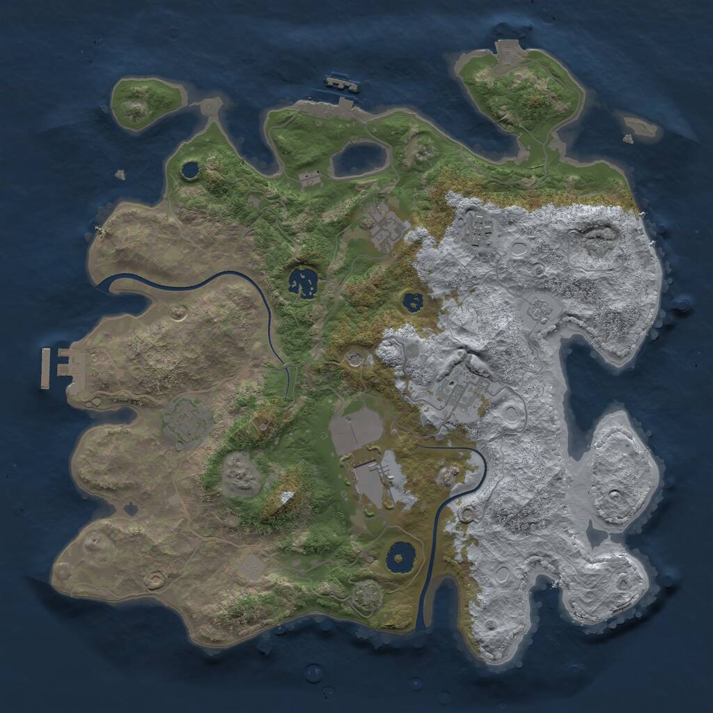 Rust Map: Procedural Map, Size: 3500, Seed: 1711349792, 12 Monuments