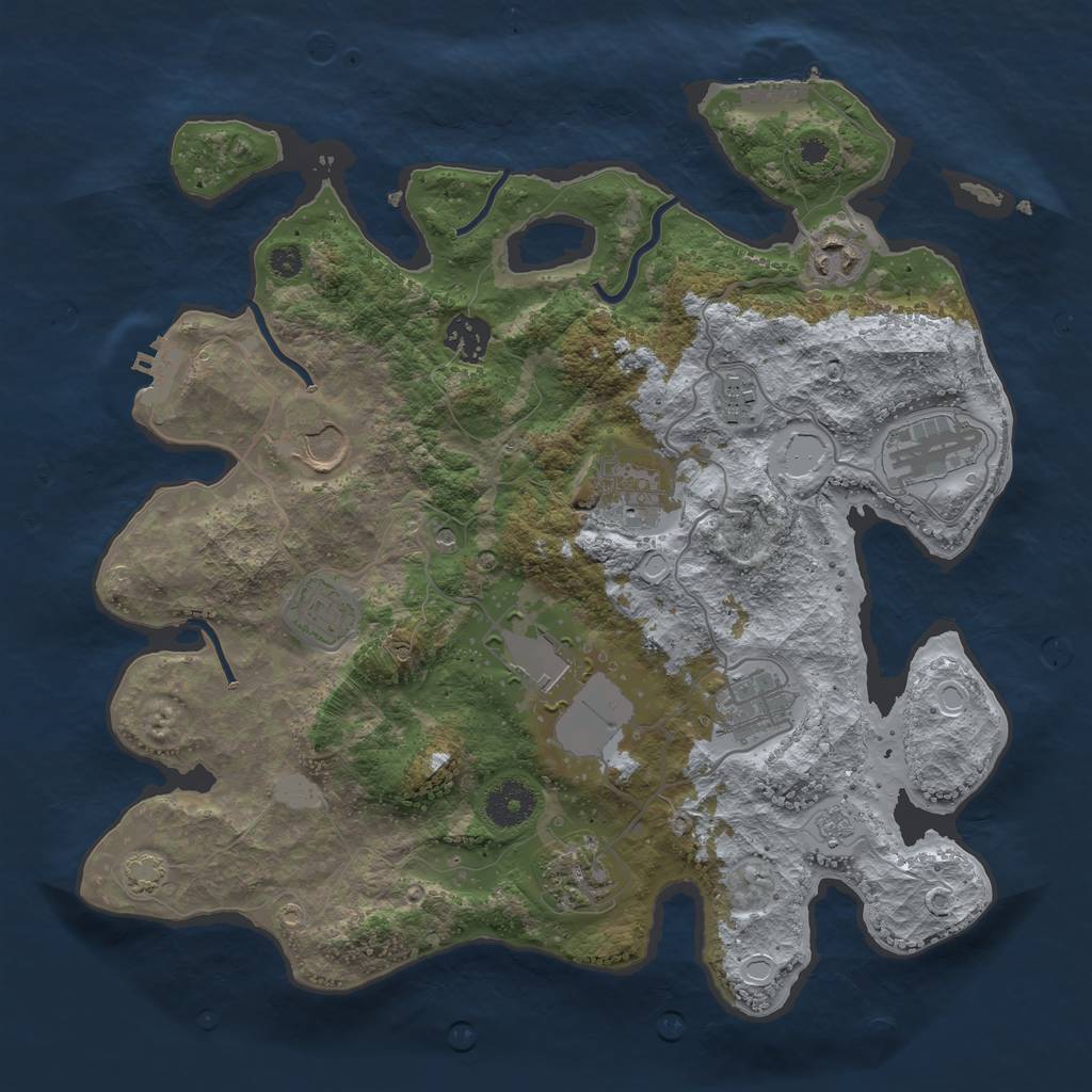 Rust Map: Procedural Map, Size: 3500, Seed: 1711349792, 18 Monuments