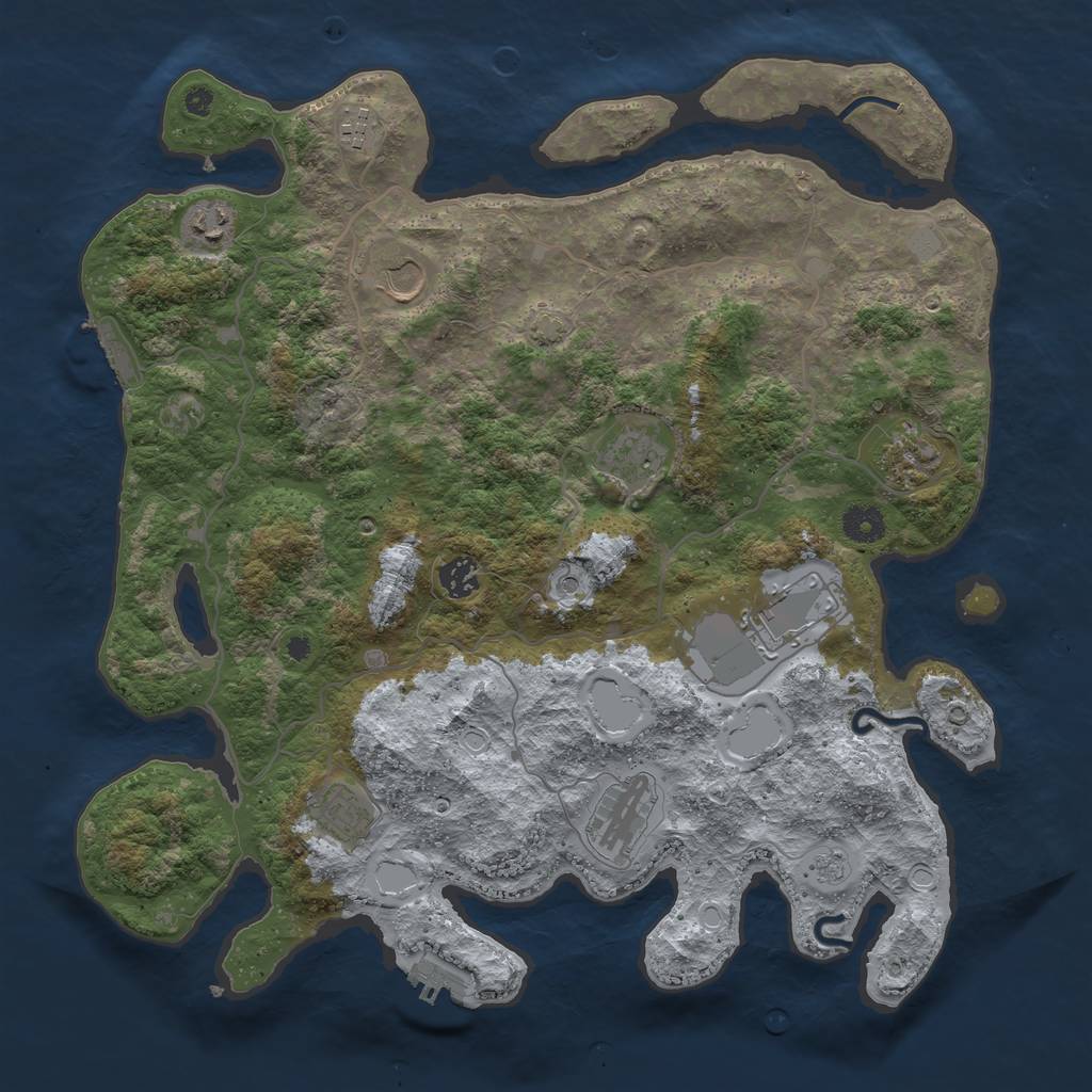 Rust Map: Procedural Map, Size: 4000, Seed: 1048052587, 17 Monuments