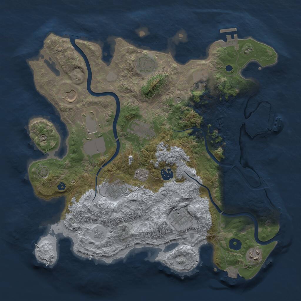 Rust Map: Procedural Map, Size: 3650, Seed: 65341840, 16 Monuments