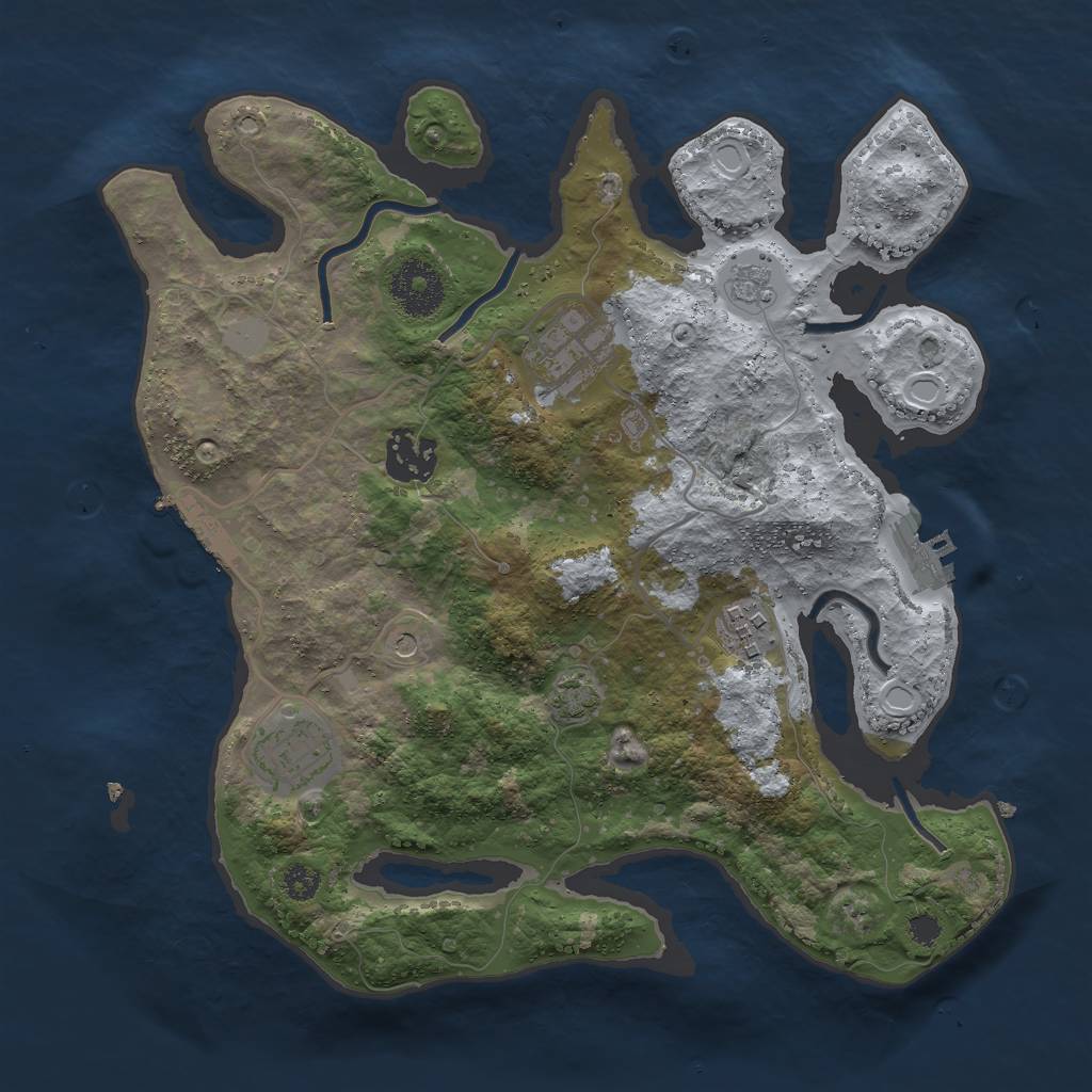 Rust Map: Procedural Map, Size: 3000, Seed: 149250958, 12 Monuments