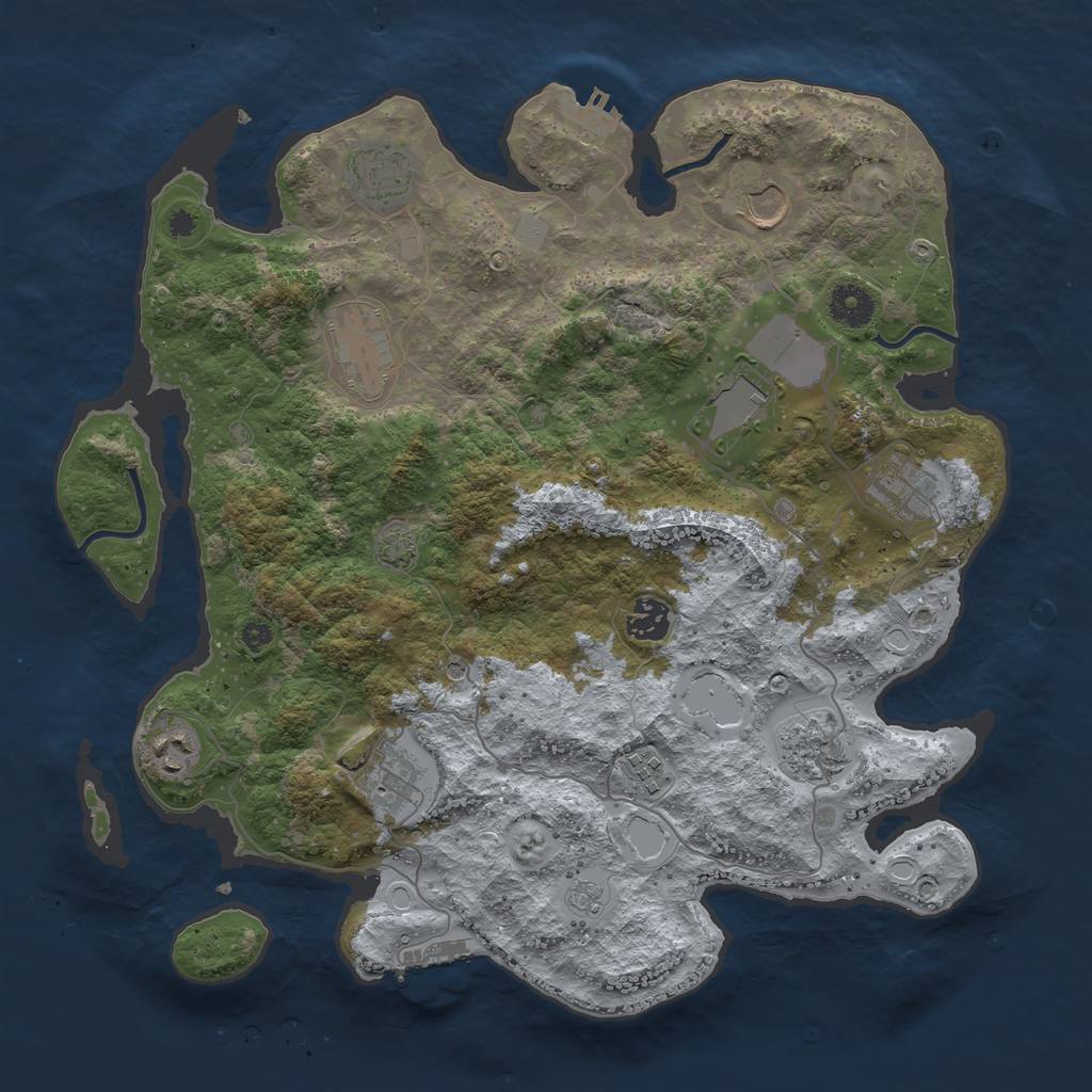 Rust Map: Procedural Map, Size: 3750, Seed: 59547162, 18 Monuments