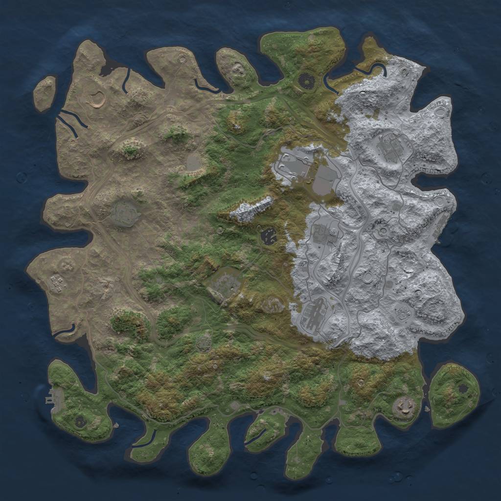 Rust Map: Procedural Map, Size: 4500, Seed: 128227744, 18 Monuments