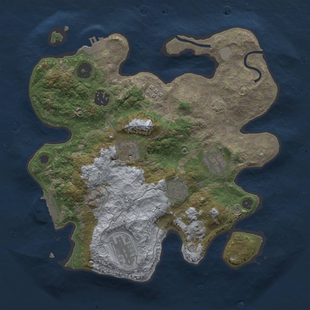 Rust Map: Procedural Map, Size: 3000, Seed: 2037062463, 12 Monuments