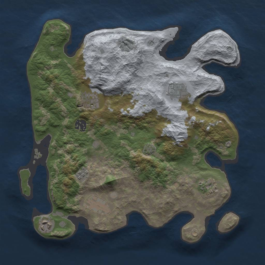 Rust Map: Barren, Size: 3300, Seed: 1384670748, 11 Monuments