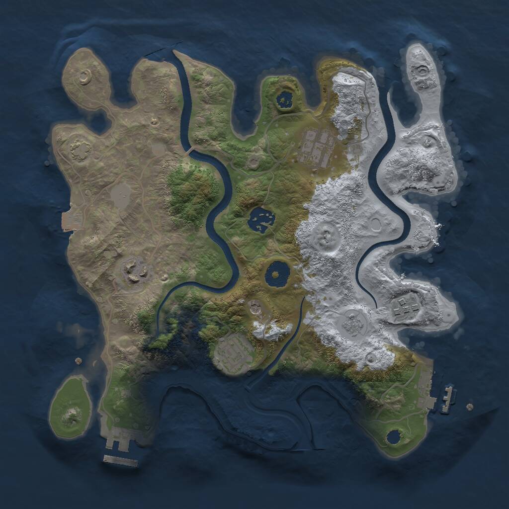 Rust Map: Procedural Map, Size: 3000, Seed: 1069076872, 11 Monuments