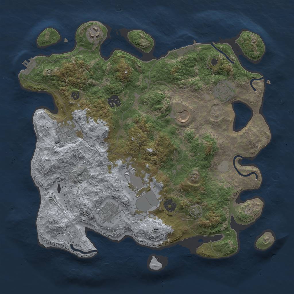 Rust Map: Procedural Map, Size: 3500, Seed: 959818466, 15 Monuments