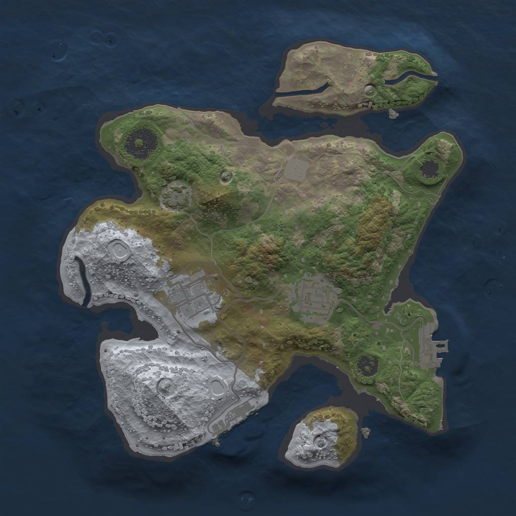 Rust Map: Procedural Map, Size: 2500, Seed: 1299871007, 8 Monuments