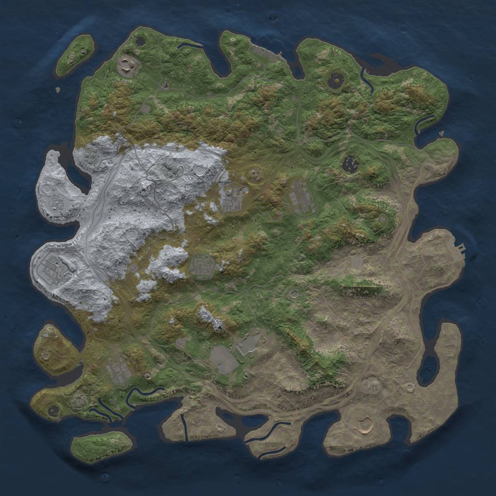 Rust Map: Procedural Map, Size: 4500, Seed: 1915995030, 18 Monuments
