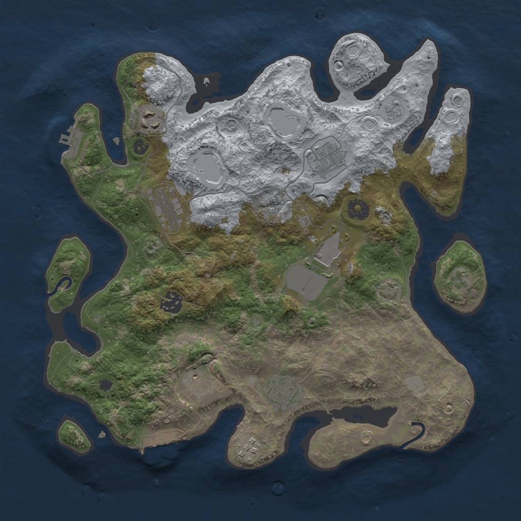 Rust Map: Procedural Map, Size: 3500, Seed: 84163452, 16 Monuments