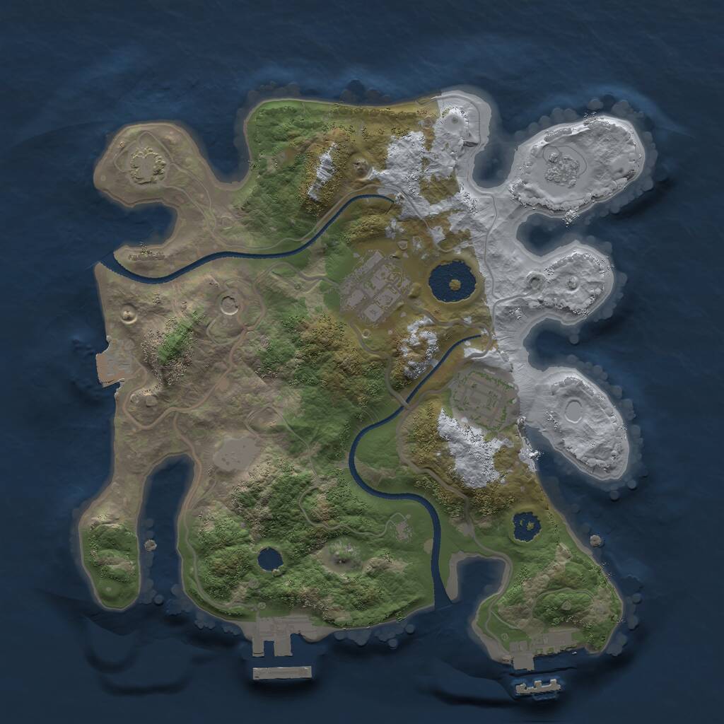 Rust Map: Procedural Map, Size: 2500, Seed: 1424168694, 8 Monuments