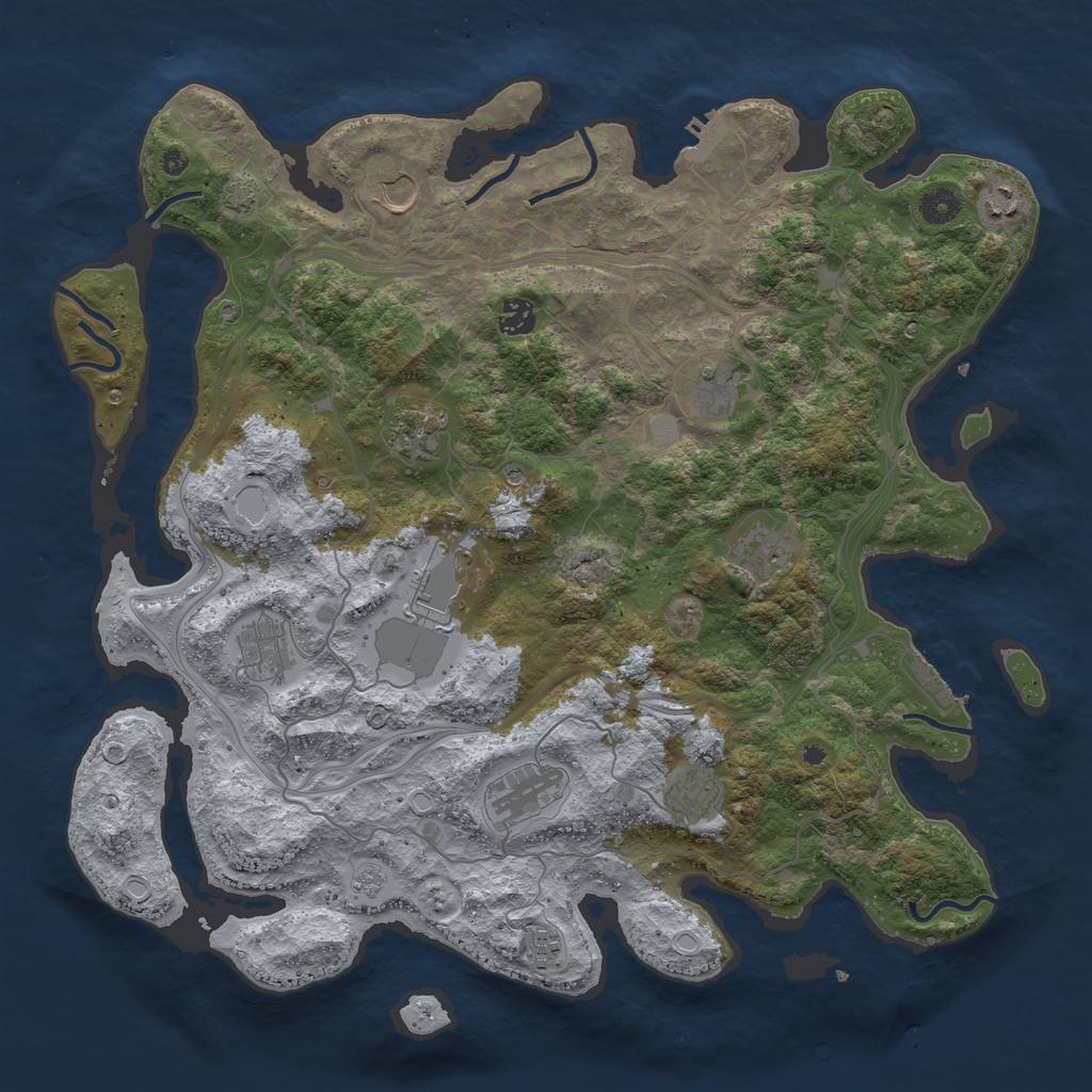 Rust Map: Procedural Map, Size: 4250, Seed: 1129160239, 19 Monuments