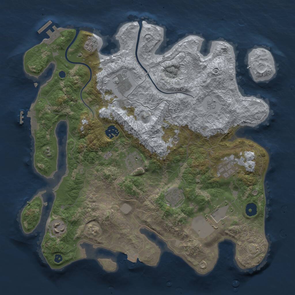 Rust Map: Procedural Map, Size: 3500, Seed: 1610767231, 14 Monuments