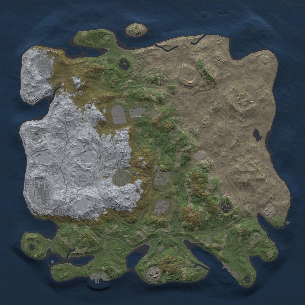 Rust Map: Procedural Map, Size: 4250, Seed: 735447740, 19 Monuments