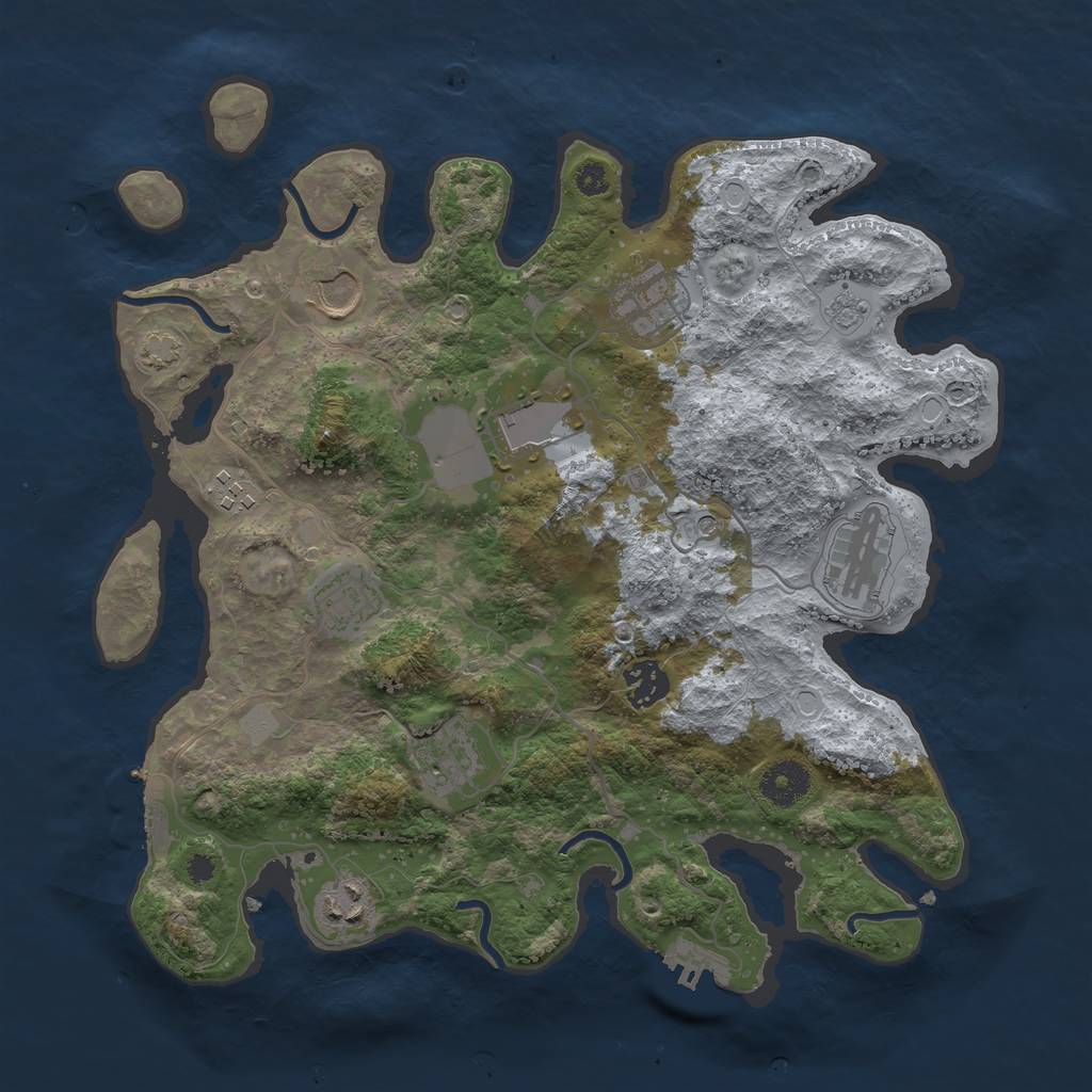 Rust Map: Procedural Map, Size: 3500, Seed: 27119046, 17 Monuments