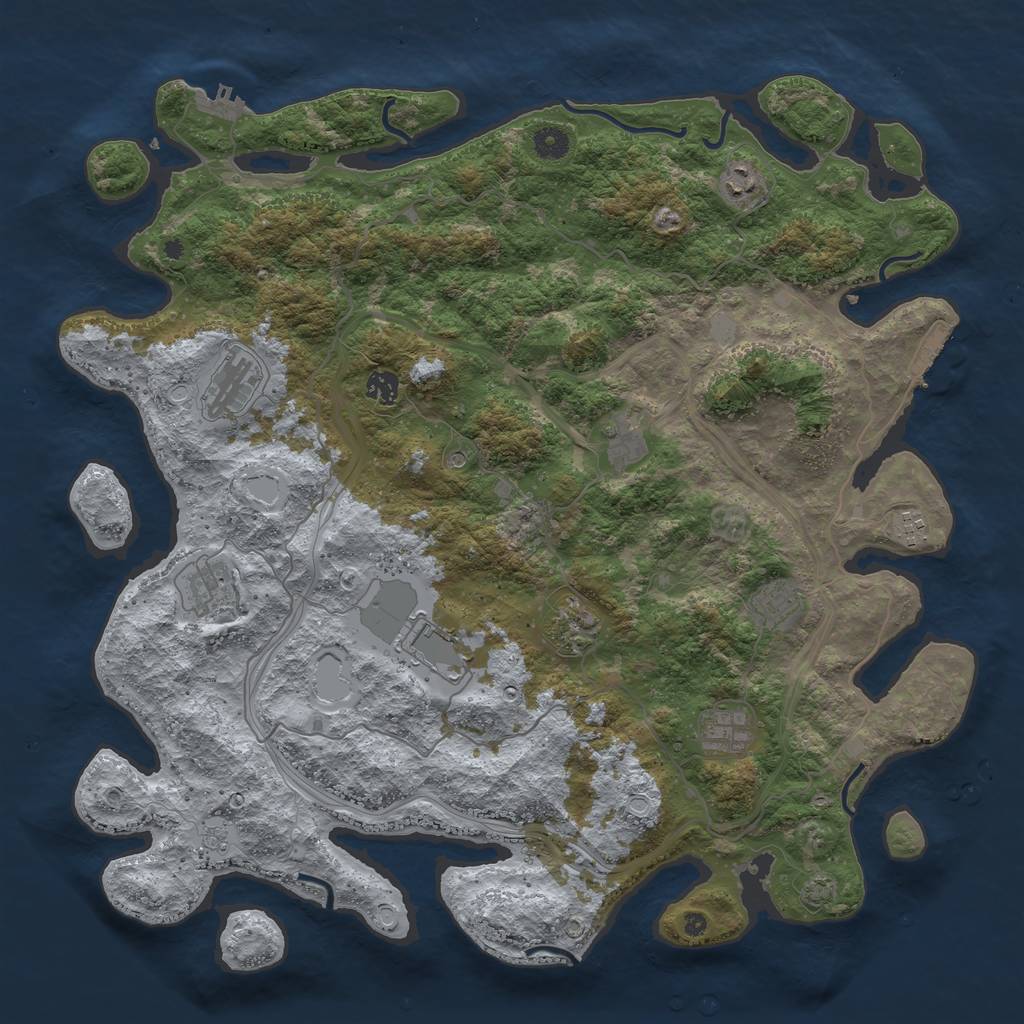 Rust Map: Procedural Map, Size: 4500, Seed: 218079561, 18 Monuments