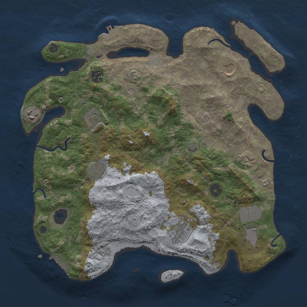 Rust Map: Procedural Map, Size: 3700, Seed: 50172694, 16 Monuments