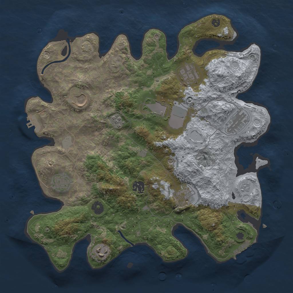 Rust Map: Procedural Map, Size: 3500, Seed: 2114888, 17 Monuments