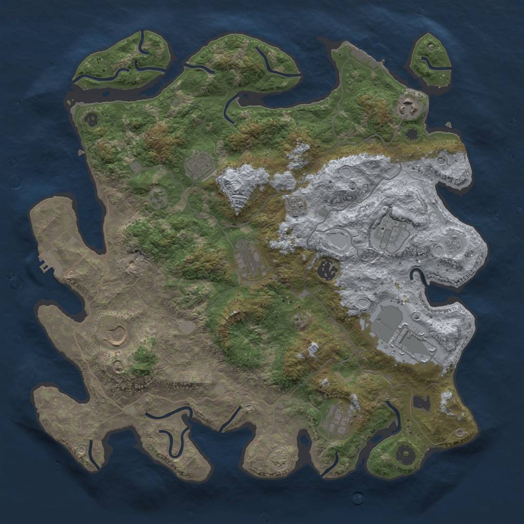 Rust Map: Procedural Map, Size: 4000, Seed: 2117120347, 17 Monuments