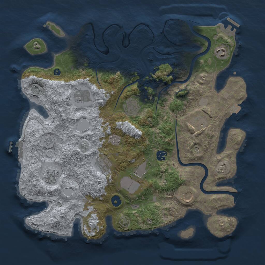 Rust Map: Procedural Map, Size: 3750, Seed: 23806599, 16 Monuments