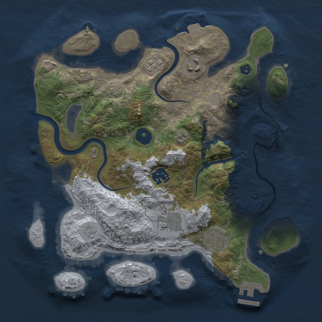 Rust Map: Procedural Map, Size: 3000, Seed: 80981745, 10 Monuments