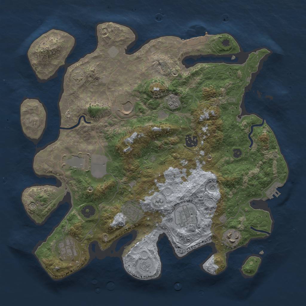 Rust Map: Procedural Map, Size: 3500, Seed: 35224651, 16 Monuments