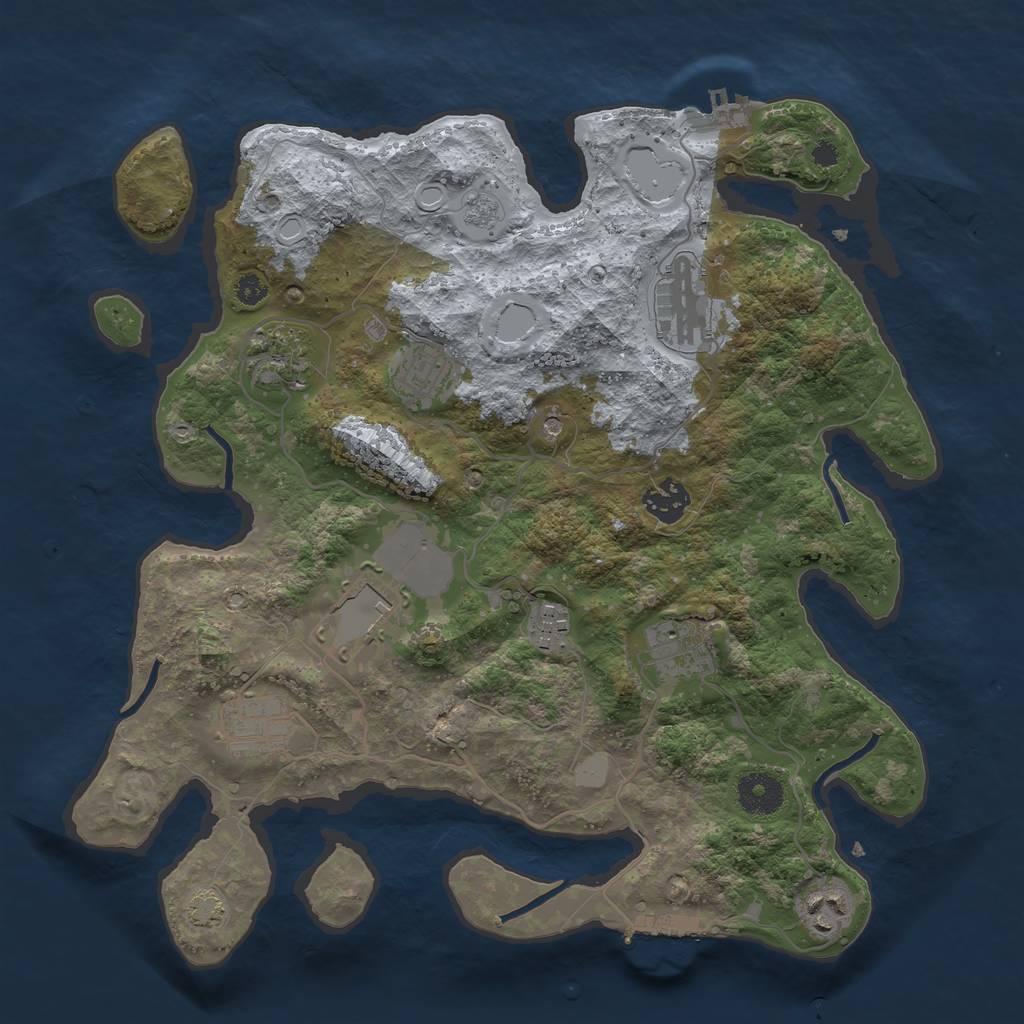 Rust Map: Procedural Map, Size: 3500, Seed: 897210, 17 Monuments