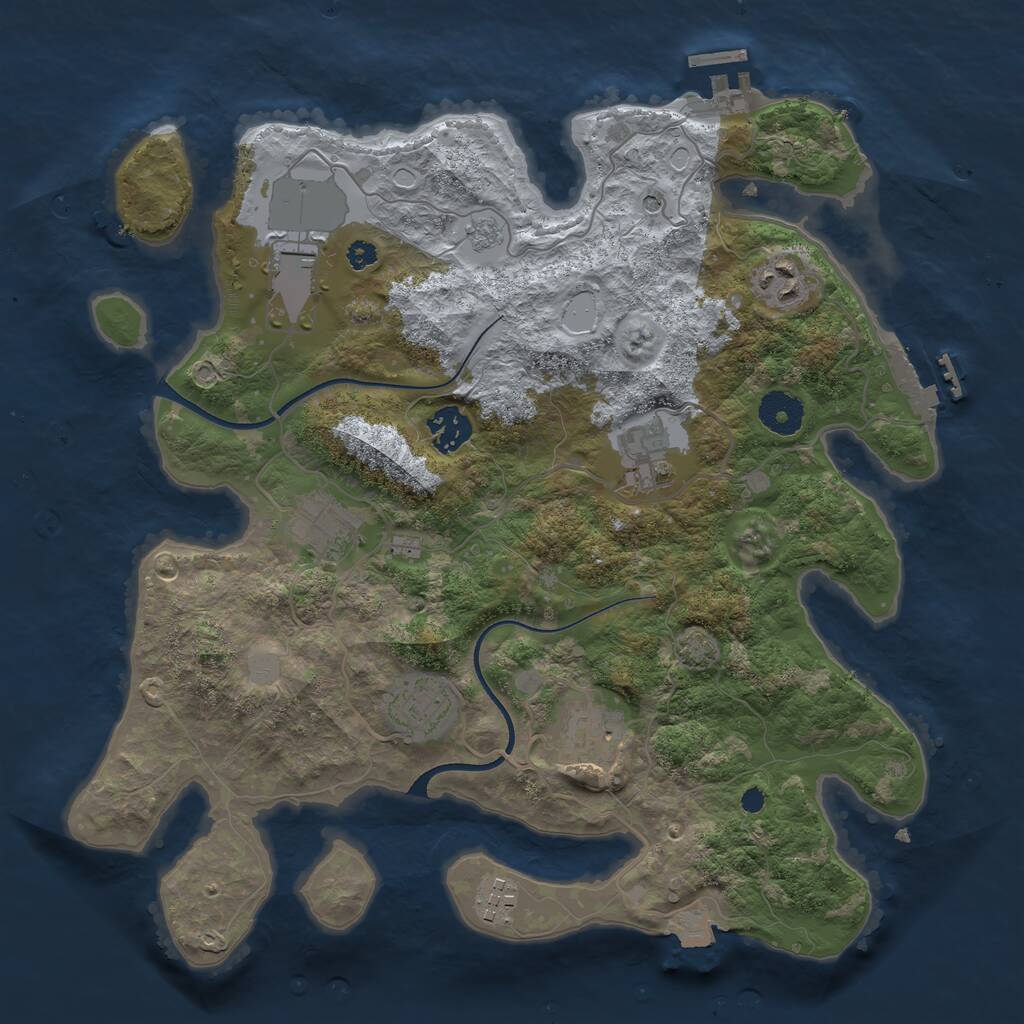 Rust Map: Procedural Map, Size: 3500, Seed: 897210, 14 Monuments