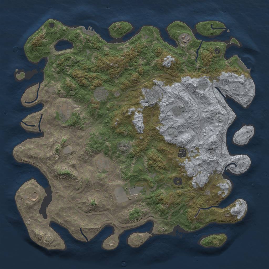 Rust Map: Procedural Map, Size: 4500, Seed: 1800807986, 18 Monuments
