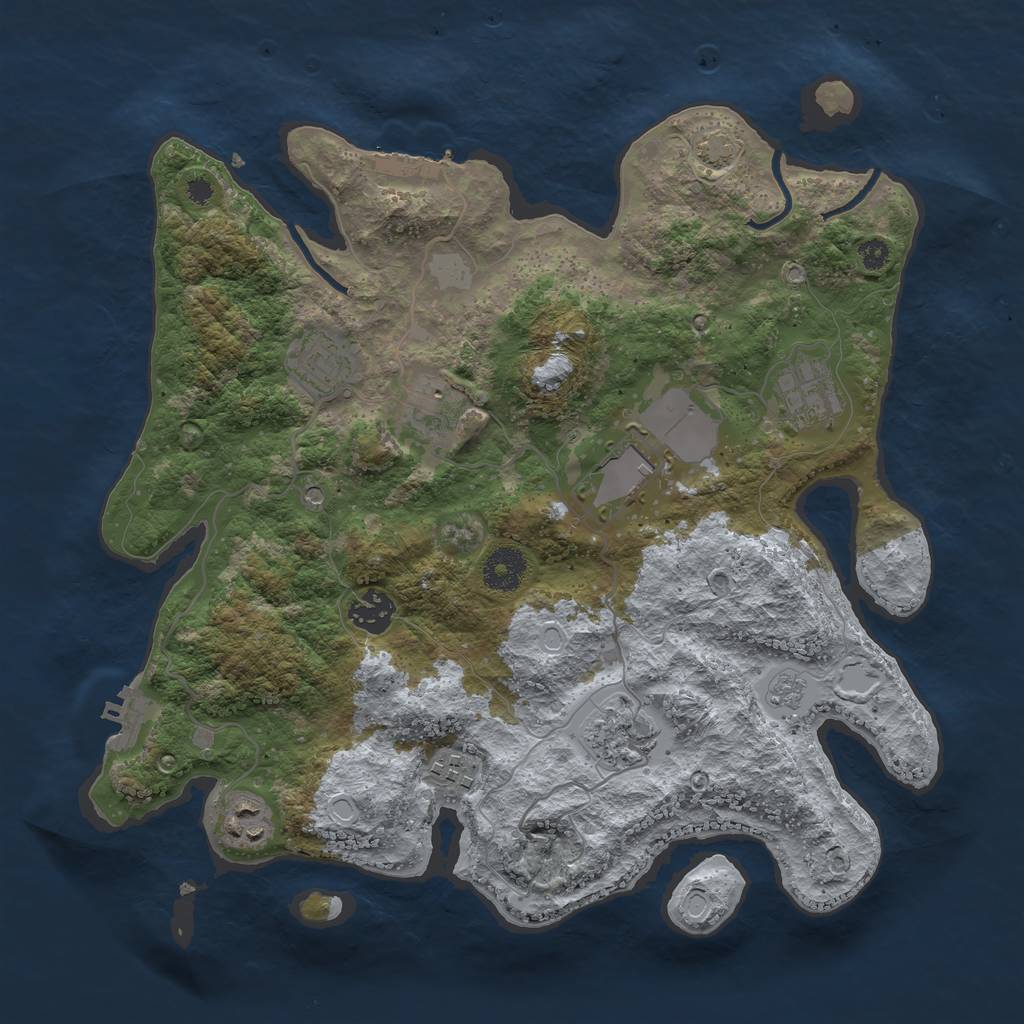 Rust Map: Procedural Map, Size: 3500, Seed: 11988887, 16 Monuments