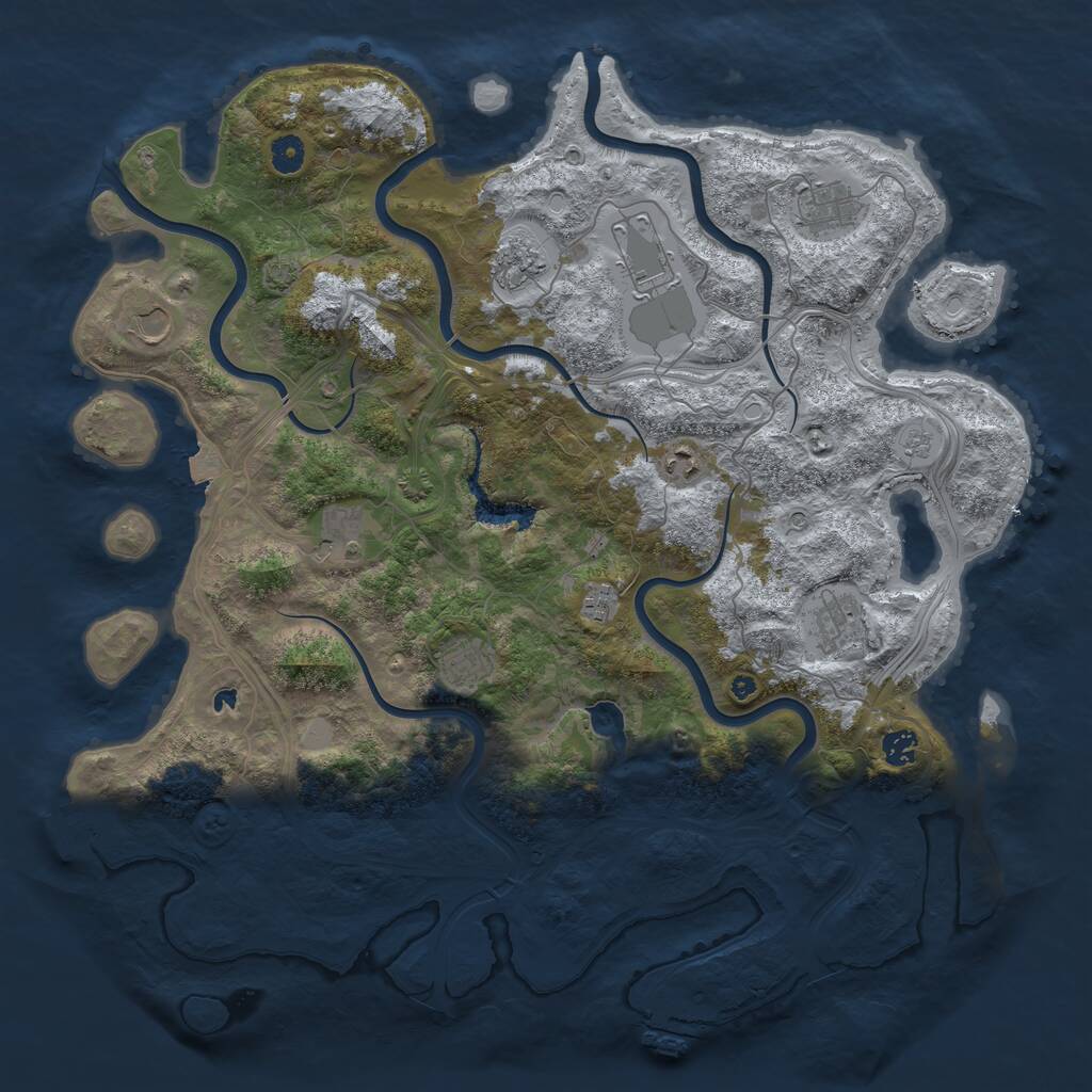 Rust Map: Procedural Map, Size: 4500, Seed: 42053900, 16 Monuments