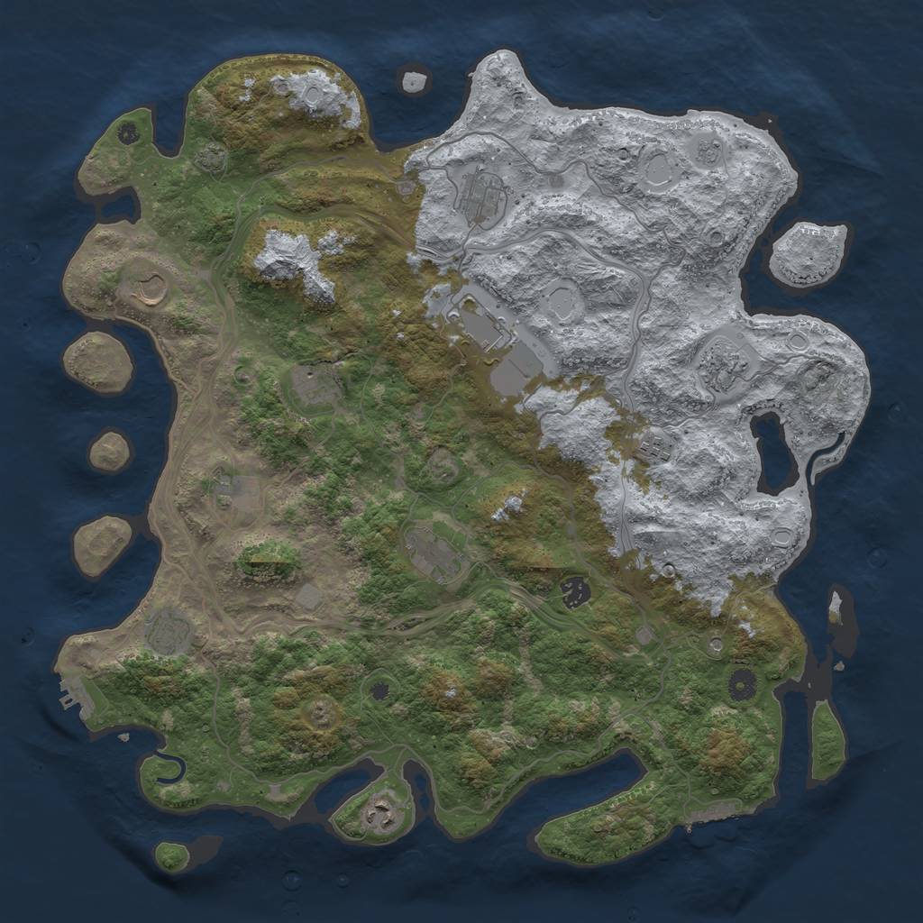 Rust Map: Procedural Map, Size: 4500, Seed: 42053900, 19 Monuments