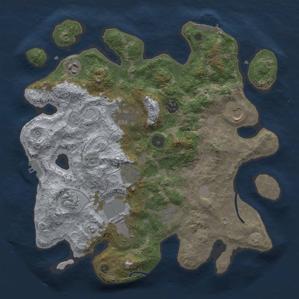 Rust Map: Procedural Map, Size: 3600, Seed: 96555197, 17 Monuments