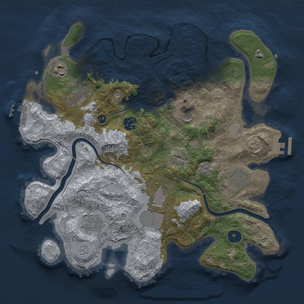 Rust Map: Procedural Map, Size: 3500, Seed: 23549965, 14 Monuments