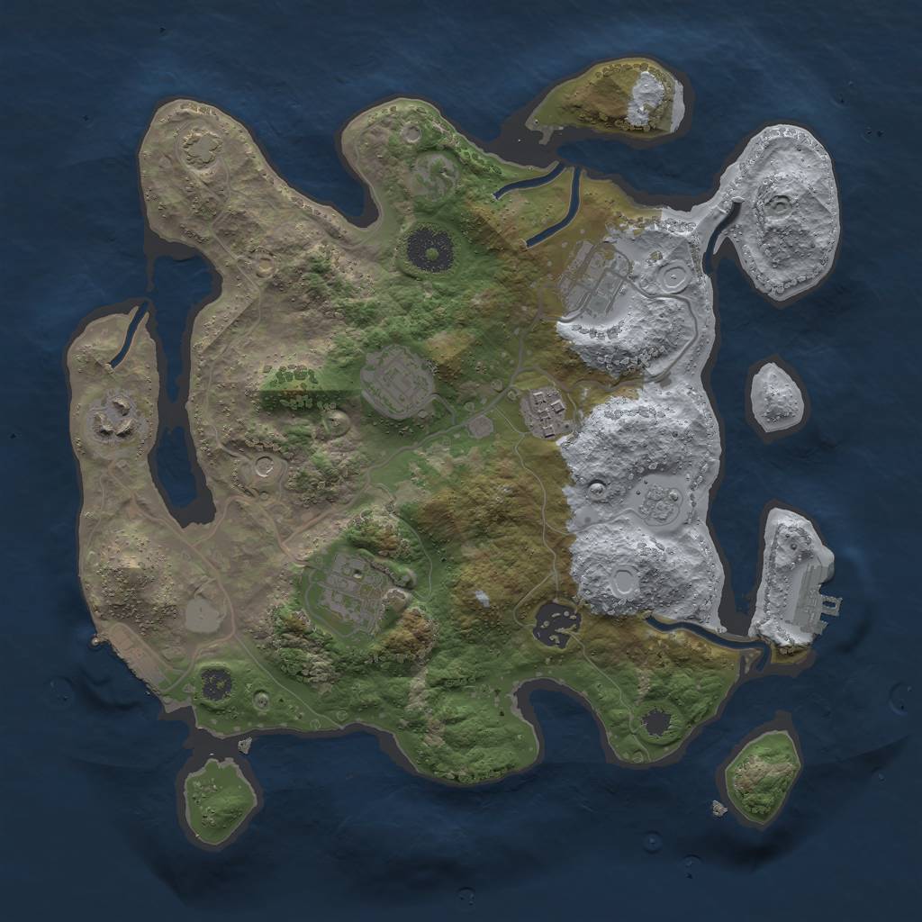 Rust Map: Procedural Map, Size: 3000, Seed: 25450, 14 Monuments