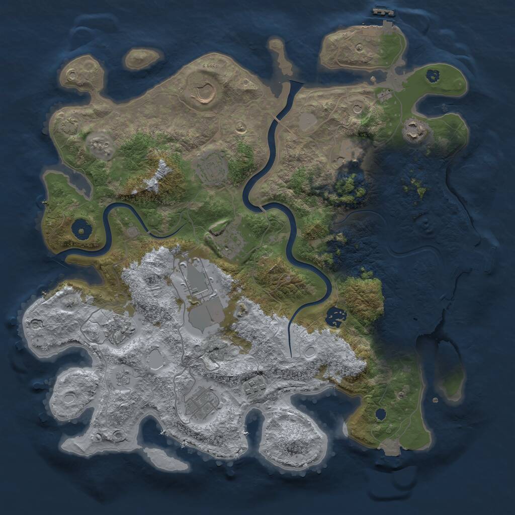 Rust Map: Procedural Map, Size: 3800, Seed: 47182216, 16 Monuments