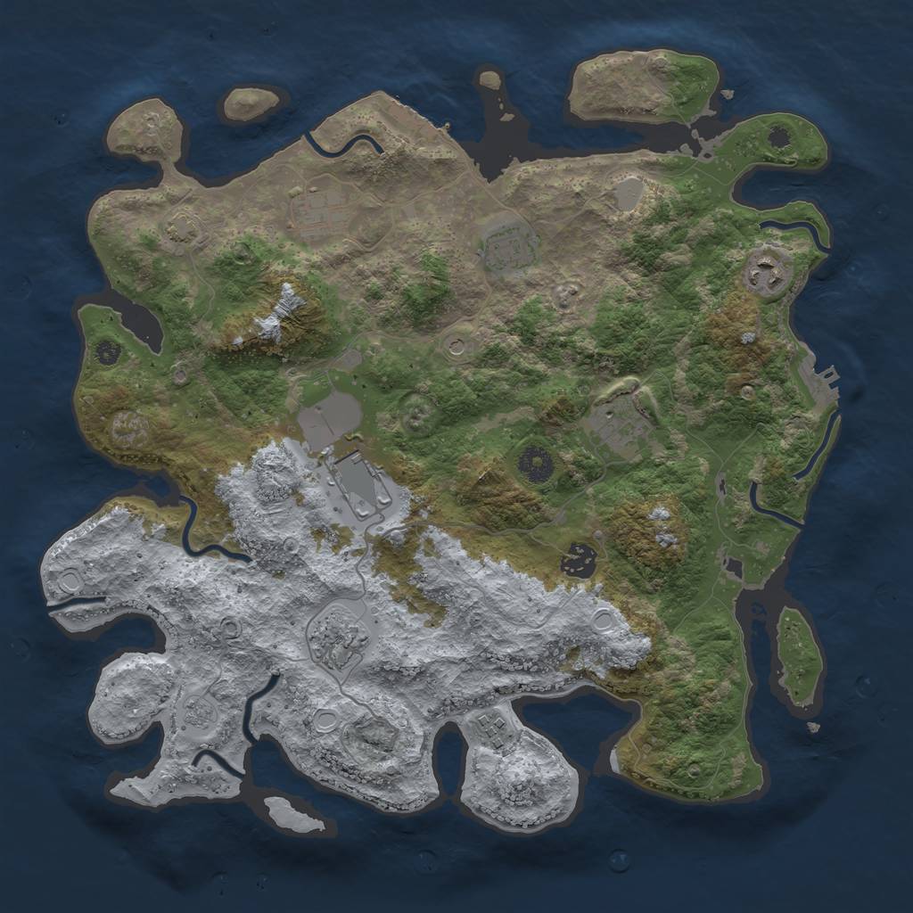 Rust Map: Procedural Map, Size: 3800, Seed: 47182216, 16 Monuments
