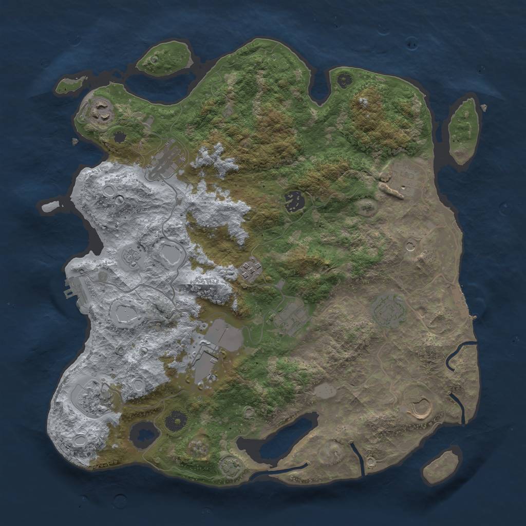 Rust Map: Procedural Map, Size: 3750, Seed: 1028395421, 18 Monuments