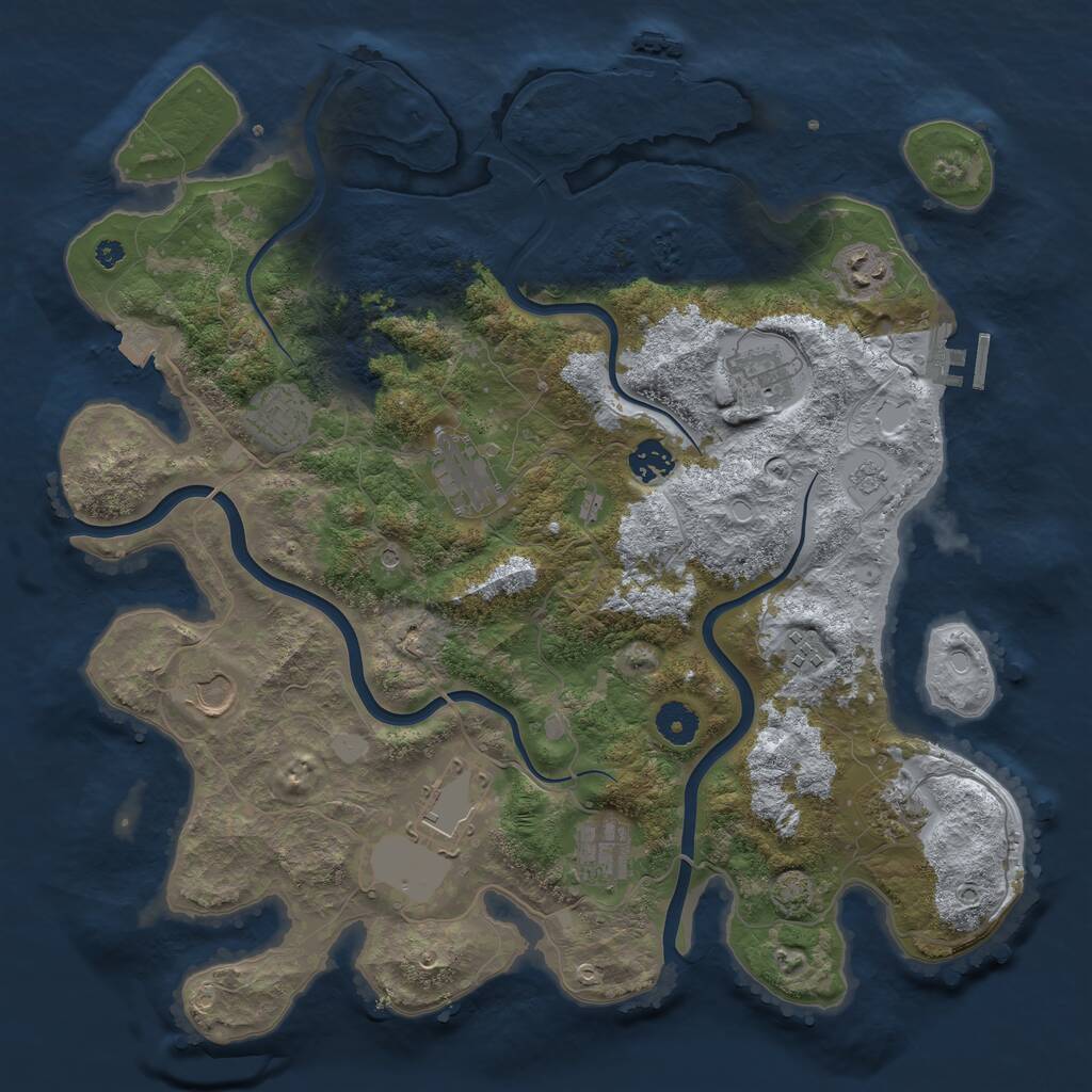 Rust Map: Procedural Map, Size: 3900, Seed: 6108164, 16 Monuments
