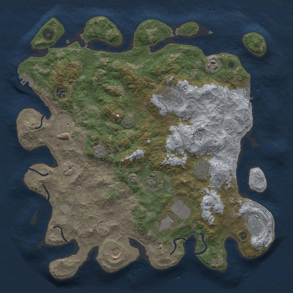 Rust Map: Procedural Map, Size: 3900, Seed: 6108164, 18 Monuments
