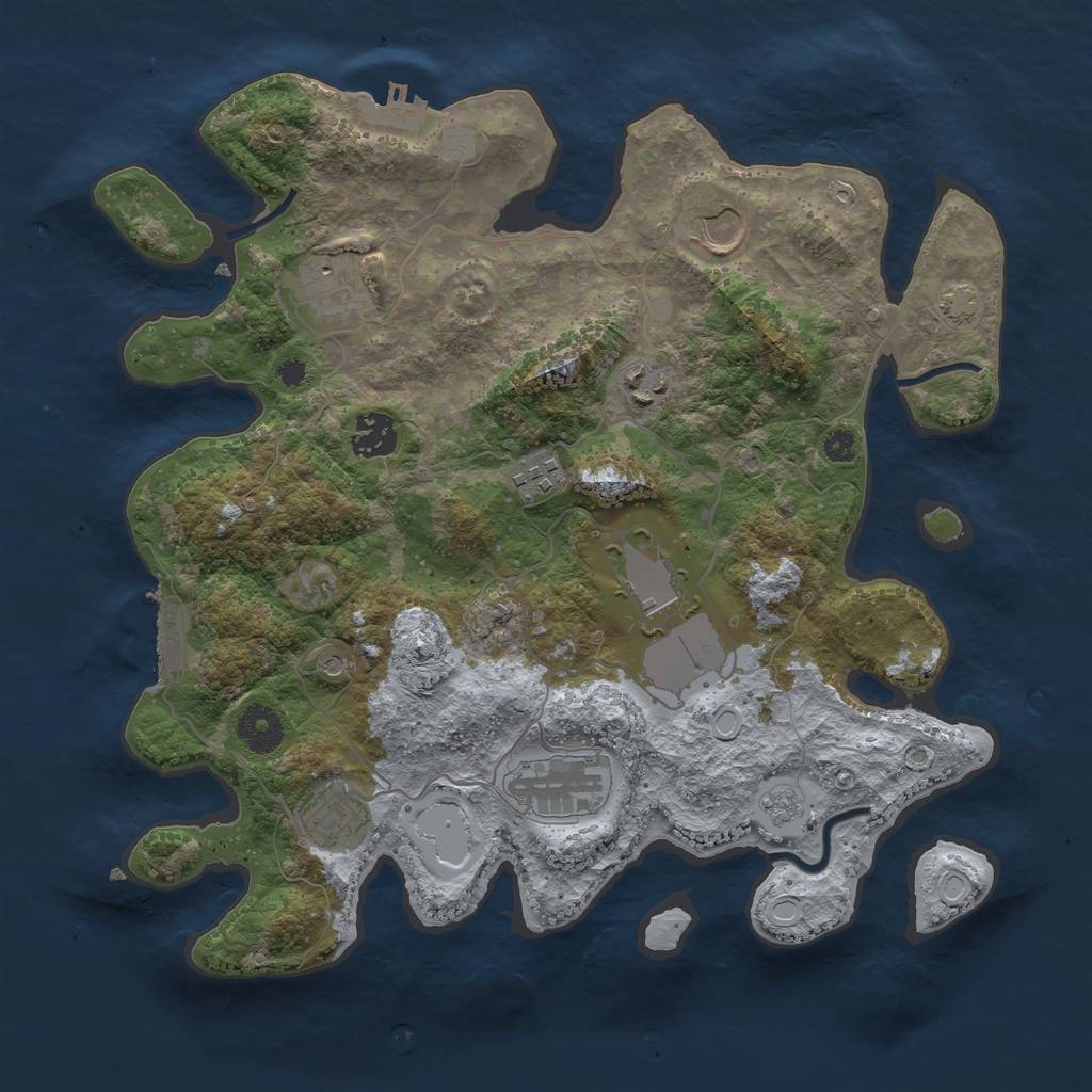 Rust Map: Procedural Map, Size: 3500, Seed: 32686225, 16 Monuments