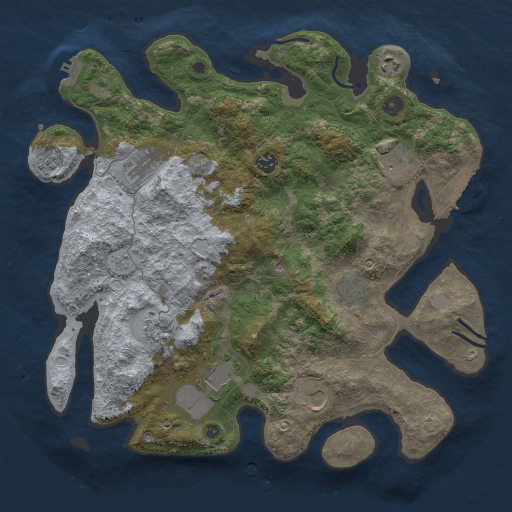 Rust Map: Procedural Map, Size: 3700, Seed: 8634017, 17 Monuments