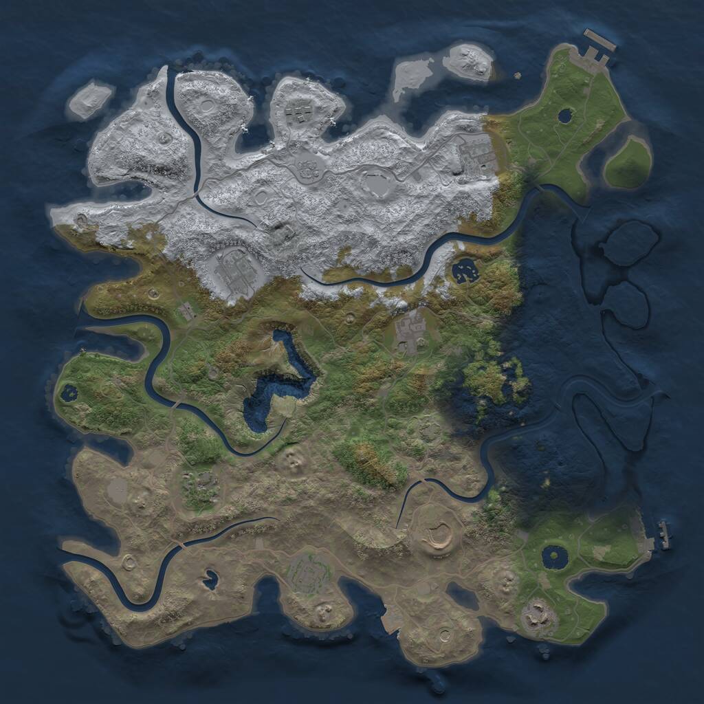 Rust Map: Procedural Map, Size: 4100, Seed: 54957346, 15 Monuments