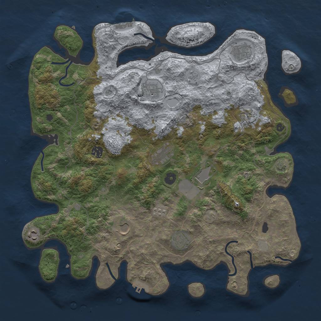 Rust Map: Procedural Map, Size: 4100, Seed: 36506898, 18 Monuments