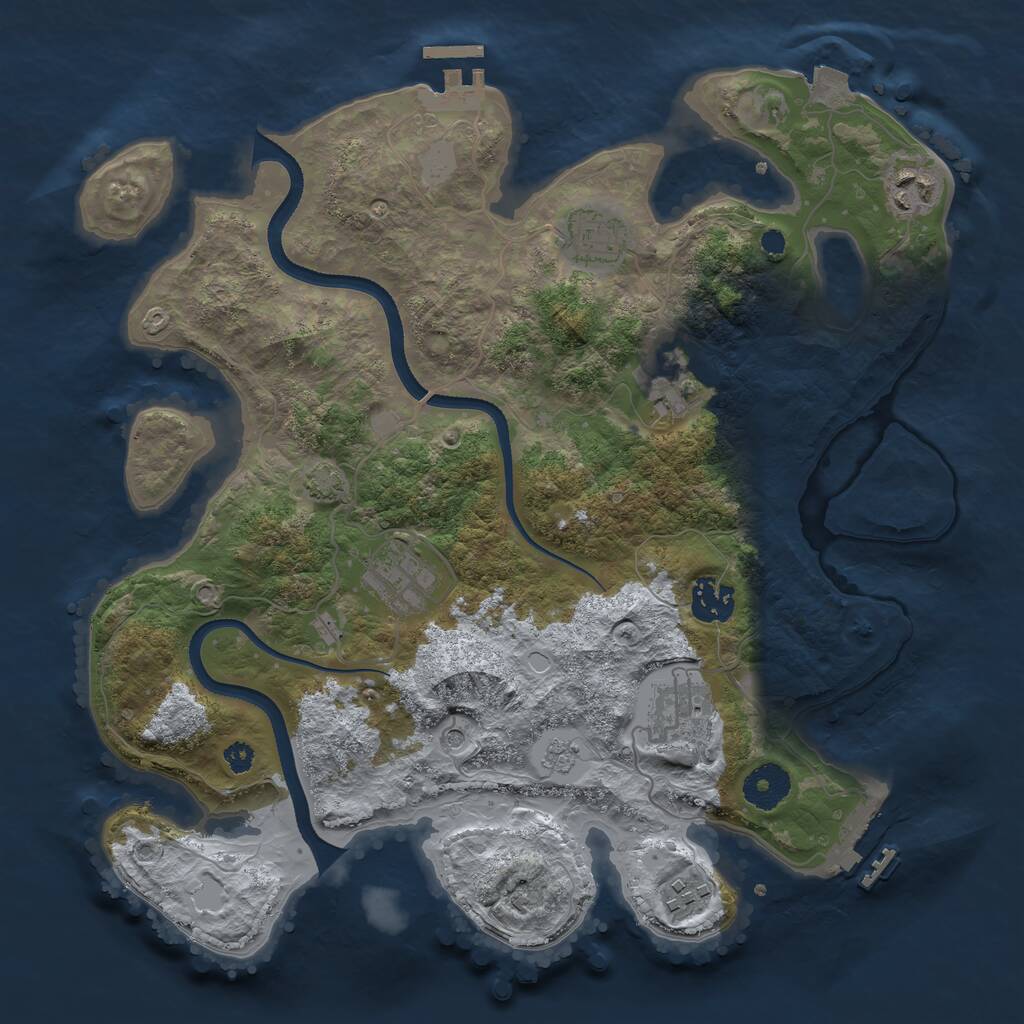 Rust Map: Procedural Map, Size: 3400, Seed: 91506019, 13 Monuments