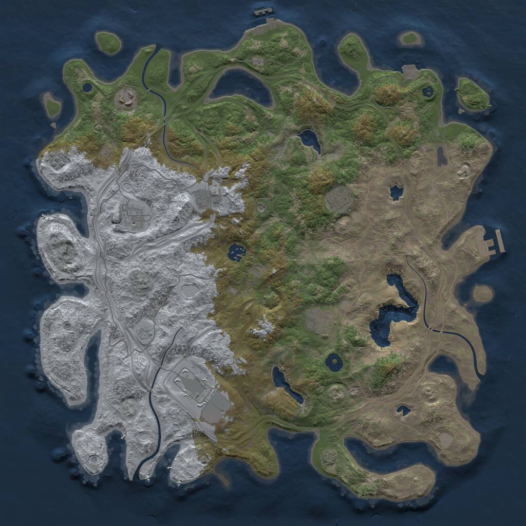 Rust Map: Procedural Map, Size: 4500, Seed: 1160437071, 14 Monuments